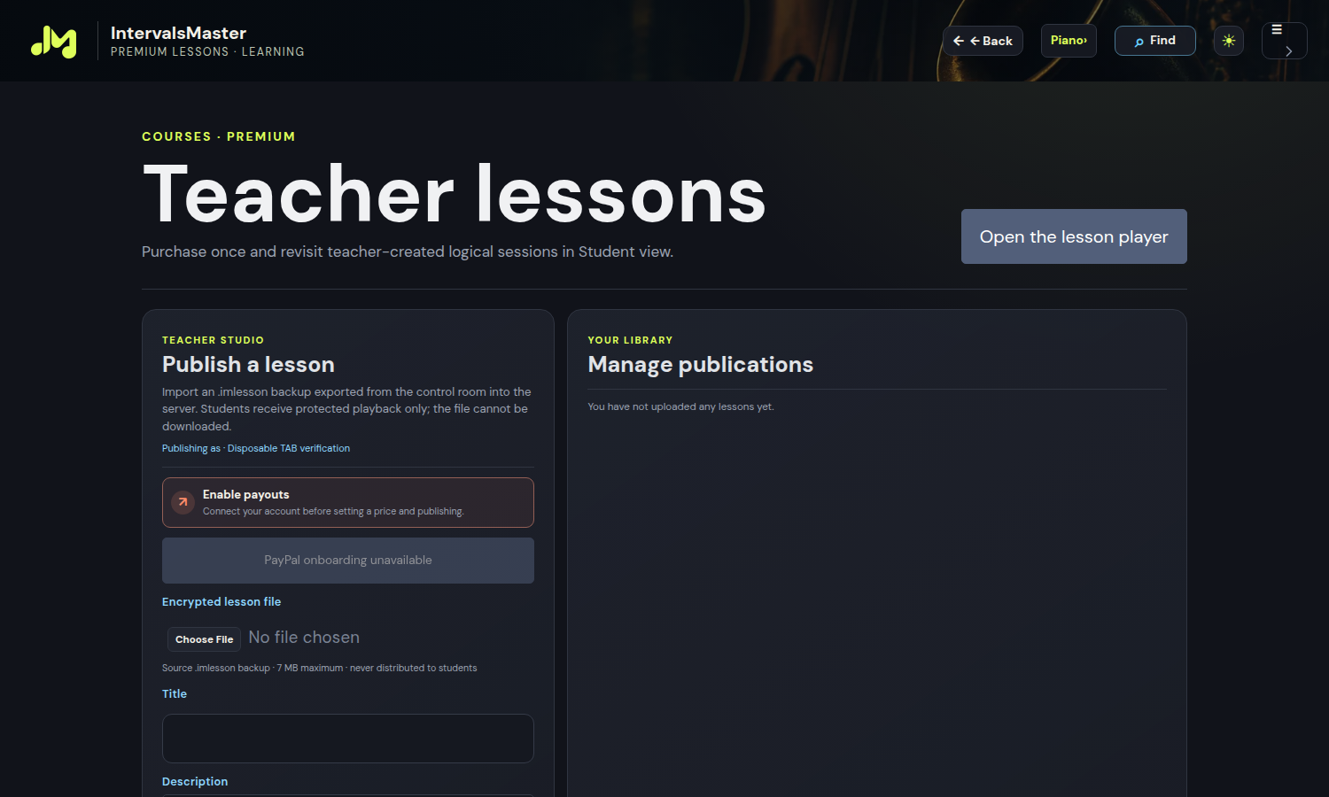 Teacher studio