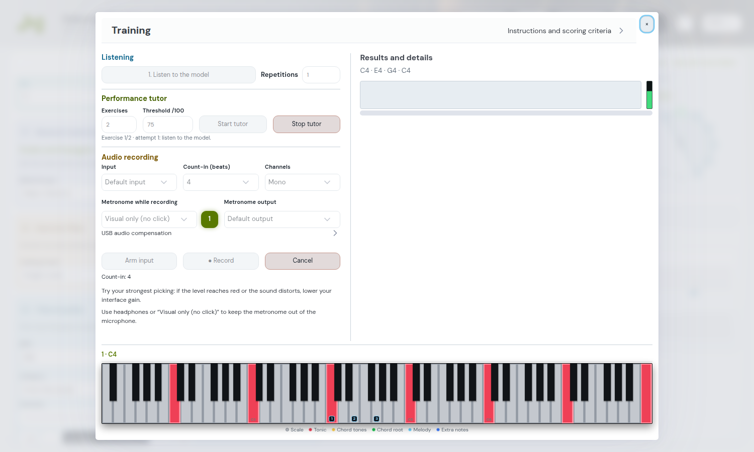 Guided example: practising with the Tutor
