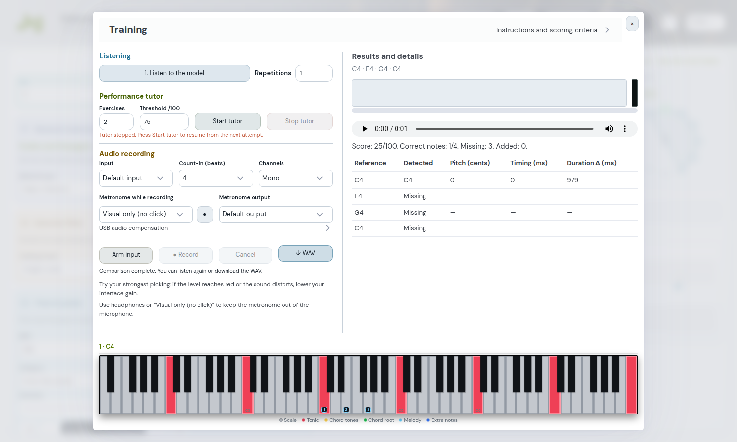 Guided example: practising with the Tutor