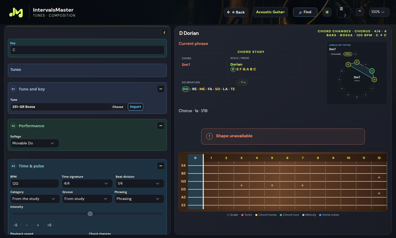 Tune catalogue and practice